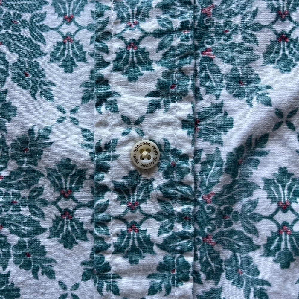 Reyn Spooner Men's XXL Button Down Shirt Cotton Hawaiian Aloha Green Holly Red - Picture 4 of 10